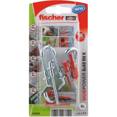 Afbeelding van Fischer Plug Duopower 8x40mm met ronde haak 4 stuks
