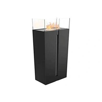 Afbeelding van KRATKI Romeo Vrijstaande bio ethanolhaard, 0,5 l, gepoedercoat staal, TÜV getest, 4 glasplaten, gepolijst, zwart, 35 x 113 cm