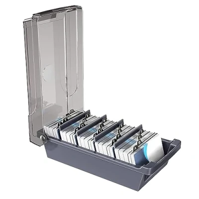 Afbeelding van Magnetische opbergdoos voor visitekaartjes, 500/1000 kaarten, A Z indexen, 4 vakken (500)
