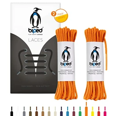 Afbeelding van biped LACES Z2900 ronde katoenen veters, diameter 2 mm, dun, premium veters voor schoenen en leren laarzen, scheurvast wasbaar, gemaakt in de EU, Oranje