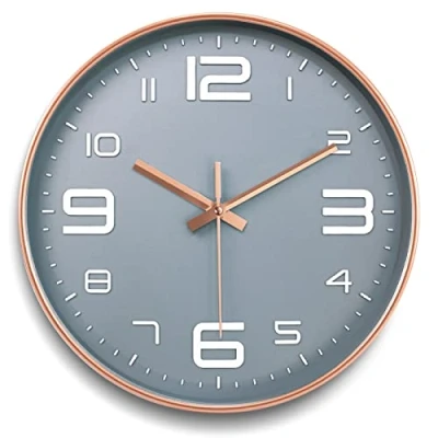 Afbeelding van MULEVIP Wandklok, 30,5 cm, geen tikkend geluid, kwarts, stille wanddecoratie, rond, modern, minimalistisch, voor woonkamer, slaapkamer, keuken, kantoor, werkt op batterijen