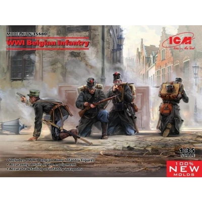 Afbeelding van 1:35 ICM 35680 WWI Belgian Infantry Plastic Modelbouwpakket