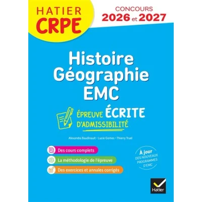 Image de Histoire Géographie EMC CRPE 2025 2026 Epreuve écrite d&#039;admissibilité