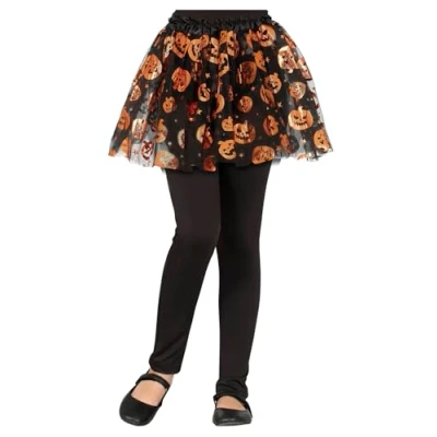 Afbeelding van Fiestas Guirca meisjes tutu pumpkins zwart/ oranje 30 cm Halloween kostuum voor kinderen
