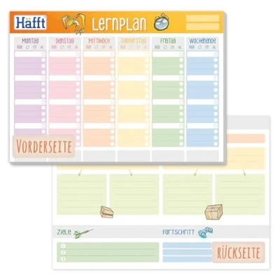 Afbeelding van Häfft Educatief notitieblok A5 met 50 vellen, weekplanner to do lijst, tracking, leerpakket, doelen, groot notitieveld en meer, klimaatvriendelijk
