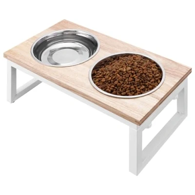Afbeelding van Navaris verhoogde Voerbak en drinkbak Voor katten honden Opvouwbare standaard 800 ml per kom hond kat Metalen voerbakken