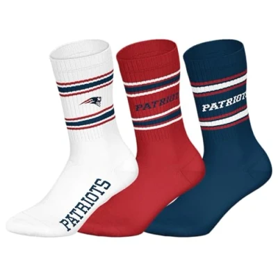 Afbeelding van NFL NEW ENGLAND PATRIOTS Crew Socks 3 pack Wit/Rood/Blauw Maat 39/42