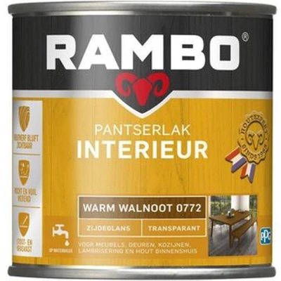 Afbeelding van Rambo Interieur Lak Transparant Zijdeglans Warm Walnoot 0772 0,75 liter