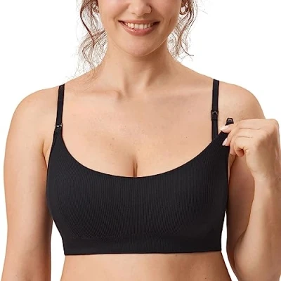 Afbeelding van MOMANDA Borstvoedingsbeha voor dames, naadloos, sport, moederschap, gevoerd, bralette, Zwart 2