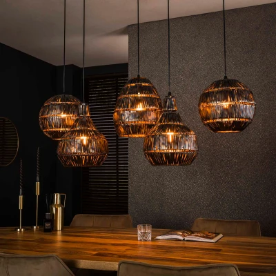 Afbeelding van Adam hanglamp 5L zwart/bruin
