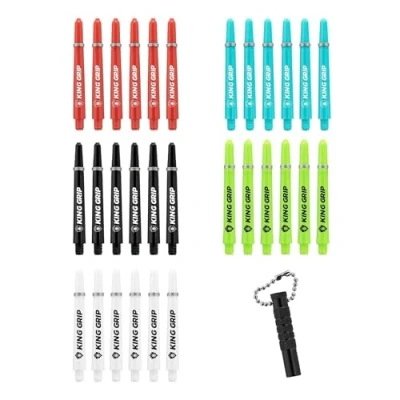 Afbeelding van KOTO Dart Shafts Collection Short + Remover, Nylon Rood, Zwart, Blauw, Wit, Groen, Geschikt voor L Style Champagne EZ L1 V1 Flights, incl. 30 &amp; praktische Shaft Remover