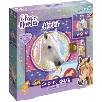 Afbeelding van Totum I Love Horses Geheim Dagboek met Slot Diamond Painting en 2D stickers 13 x 17,6 cm