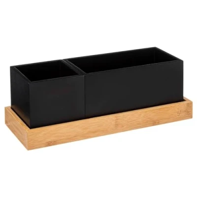 Afbeelding van 5Five pennenbakje/bureau organizer zwart 29 x 11 cm bamboe hout