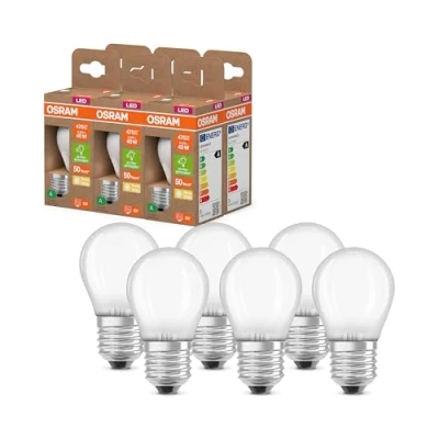 Afbeelding van OSRAM Superstar Classic P 40 LED Melkglas Mini Bouclassic 2,2W 470LM E27 warm wit licht 2700K EEK A, 45mm diameter 6 stuks