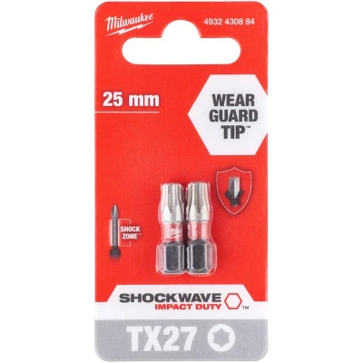 Image de MILWAUKEE 4932430884 Embout de vis à chocs TX27x25mm (2 pcs)