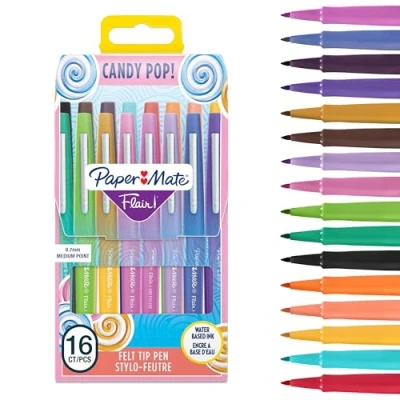 Afbeelding van Paper Mate viltstiften medium punt (0,7 mm) Candy POP en diverse kleuren 16 stuks