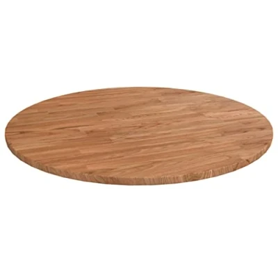 Afbeelding van Tafelblad rond Ø 60x1,5 cm bewerkt massief eikenhout lichtbruin