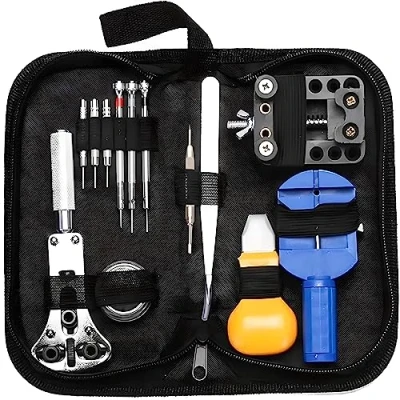 Afbeelding van Retoo Horloge Tool Kit Met Case, Reparatie, Klok Tool, Kit, Batterij Vervanging De meeste horloges, zwart., Modern
