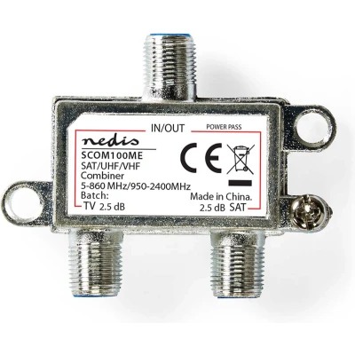 Afbeelding van Nedis Satelliet Combiner 5 862 MHz 950 2400 75 Ohm DC Power pass Zink Zilver