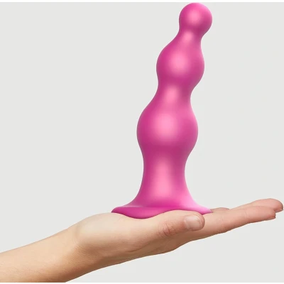 Afbeelding van Strap On Me Dildo Plug Beads Metallic Raspberry Pink L