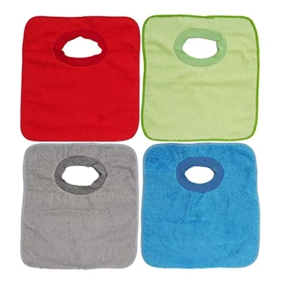 Afbeelding van Ti TIN slabbetje, waterdicht, 32 x 36 cm, 90% katoen, 10% polyester, slabbetjes voor baby&#039;s vanaf één jaar, elastische sluiting, vinylvoering, effen (rood, oranje, blauw), 320 g/m²