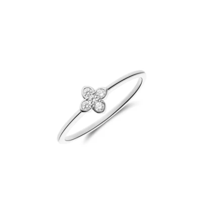 Afbeelding van Lucardi Dames Zilveren Ring klaver zirkonia 925 Zilver Zilverkleurig 16.50 / 52 mm