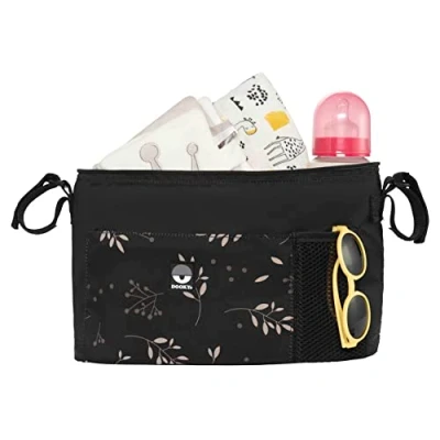 Afbeelding van Dooky Kinderwagen Organizer Deluxe Romantic Leaves Black