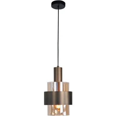 Afbeelding van Marrone Hanglamp 1 lichts zwart/brons + glas bruin Modern Highlight