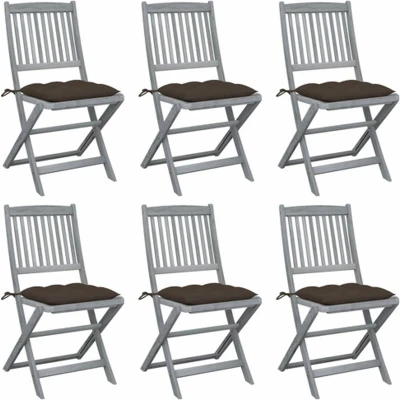 Afbeelding van vidaXL Tuinstoelen 6 st inklapbaar met kussens massief acaciahout