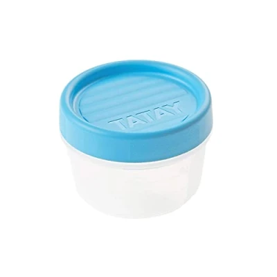 Afbeelding van TATAY Voedselbox, luchtdicht, inhoud 0,2 l, schroefdeksel, BPA vrij, magnetron en vaatwasmachinebestendig, blauw. Afmetingen: 8,5 x 6 cm