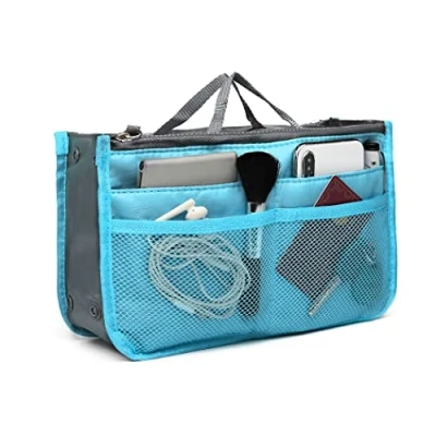 Afbeelding van Kono handtas organizer voor dames, grote met meerdere vakken, Blauw, tas