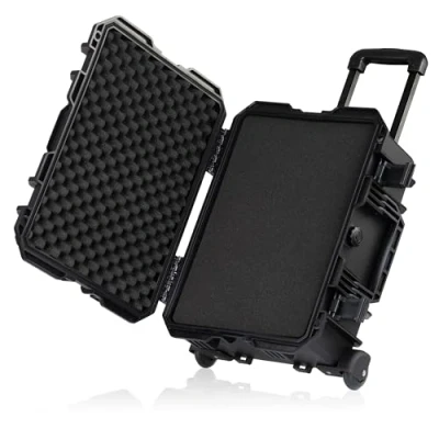 Afbeelding van Zelsius Draagkoffer, camerakoffer, buitendoos, kunststof koffer, harde gereedschapskist, gereedschapswagen, fotokoffer, zwart., 18 liter met wielen