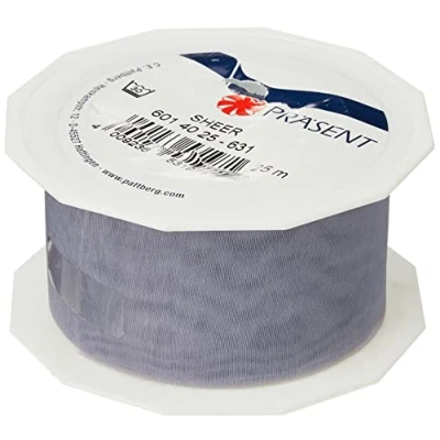 Afbeelding van C.E. Pattberg Organza lint van sterling zilver, transparant, 22,9 m lang, 4,1 cm breed, voor decoratie en knutselen, decoratielint geschenken, alle gelegenheden