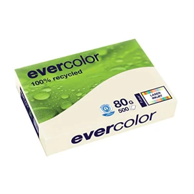 Afbeelding van Clairefontaine Evercolor gekleurd gerecycleerd papier, A3, 80 g, 500 vel, ivoor papier