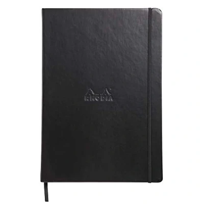 Afbeelding van Rhodia 118869C Web Notebook (A4 formaat, 21 x 29,7 cm, ivoor, gelinieerd, puntraster, 90 g, 96 vellen), 1 stuk, zwart