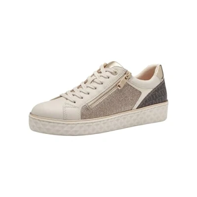 Afbeelding van Marco Tozzi 2 23709 41 vetersneakers voor dames, Comb crème