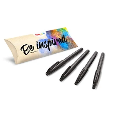 Afbeelding van Pentel Arts Brush Sign Pen SES15C Penseelstift, zwart, 4 stuks