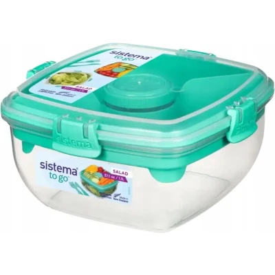 Afbeelding van Sistema To Go Kom Voor Salades Met Compartimenten Dressingpotje &amp; Bestek 1.1l
