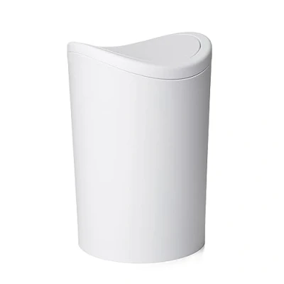 Image de TATAY Poubelle Salle Bain avec Couvercle Basculant Design Compact et Moderne Plastique Résistant Facile à Nettoyer Fabriquée en Espagne Capacité 6L 19 x 28 cm Blanc