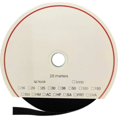 Afbeelding van FASTECH® T0102599990325 Klittenband Om vast te plakken Hotmelt Haakdeel (l x b) 25000 mm 25 Zwart m