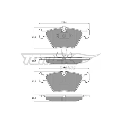 Afbeelding van TOMEX brakes TX 13 18 Remblokkenset Vooras Geschikt voor slijtage waarschuwingscontact BMW: 5 Saloon, Touring