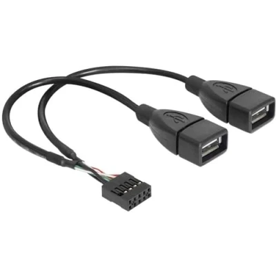 Afbeelding van Delock USB kabel 2.0 Shrouded header 8 polig, A bus 0.20 m Zwart UL gecertificeerd 83292