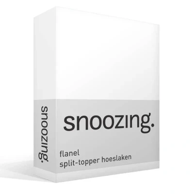 Afbeelding van Snoozing Flanel Split topper Hoeslaken Lits jumeaux 160x210/220 cm Wit