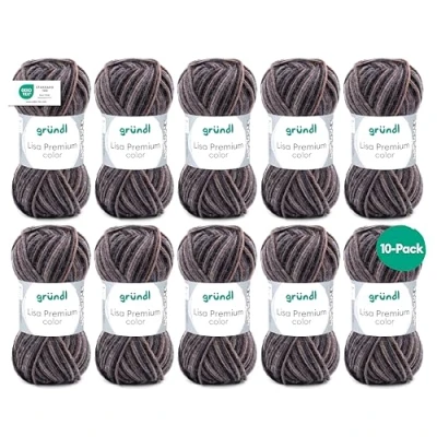 Afbeelding van Gründl Lisa Premium color Brei en haakgaren met wolachtig karakter, 100% polyacryl, 50 g/133 m, naalddikte: 3,5 4,5, 10 x g, zandsteen antraciet