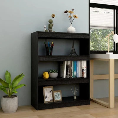 Afbeelding van Boekenkast/kamerscherm 100x30x103 cm massief grenenhout zwart
