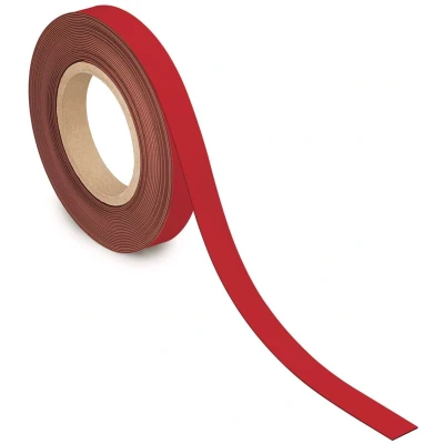 Afbeelding van Maul Magnetisch Etiketband Beschrijf En Wisbaar, 10mtx20mm, Rood Magneetband