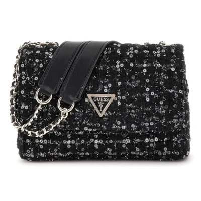 Afbeelding van GUESS Schoudertas Giully 2 Compartment Convertible Flap Black / Gold Zwart