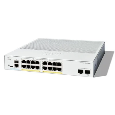 Image de Cisco Catalyst 1300 16FP 2G Commutateur C3 Géré 16 x 10/100/1000 (PoE+) + 2 Gigabit Ethernet SFP Montable sur rack PoE+ (240 W)