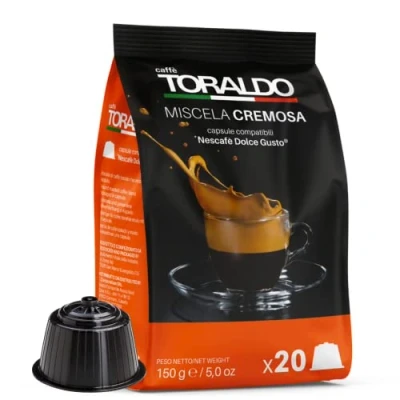Afbeelding van CAFFÈ TORALDO Compatibel met Dolce Gus* Geselecteerde, gegrilde en geroosterde koffie in Italië Excellence van Napoletano romige mix 100 stuks