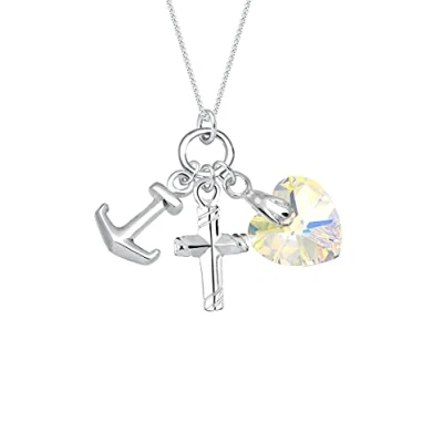 Afbeelding van Elli Anker HERZ Kreuz Kristalle Ketting, Dames, Maat: 45, Weiß